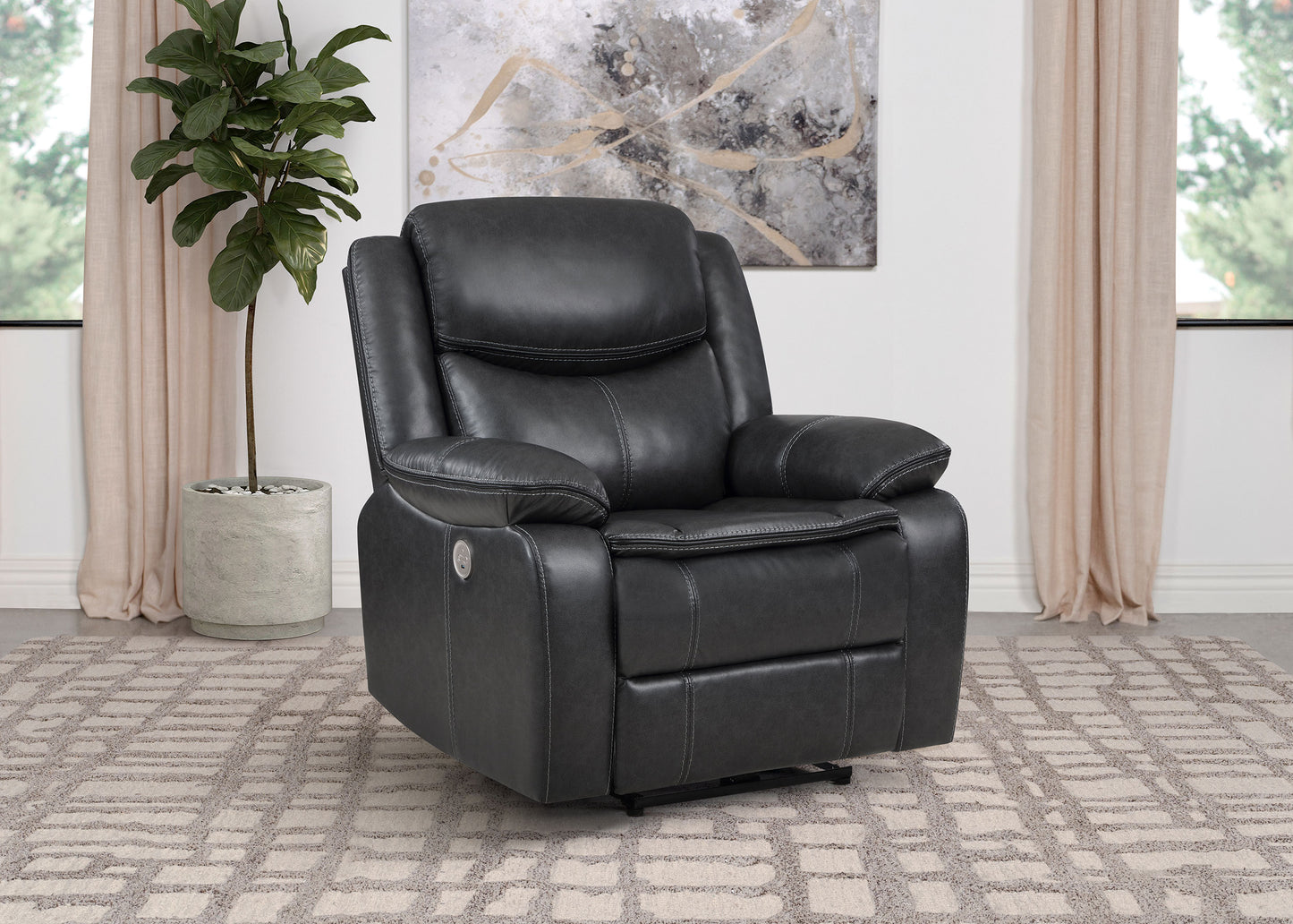 Sycamore Upholstered Power Recliner Chair Dark Grey