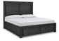 Foyland California King Panel Storage Bed with Mirrored Dresser and 2 Nightstands