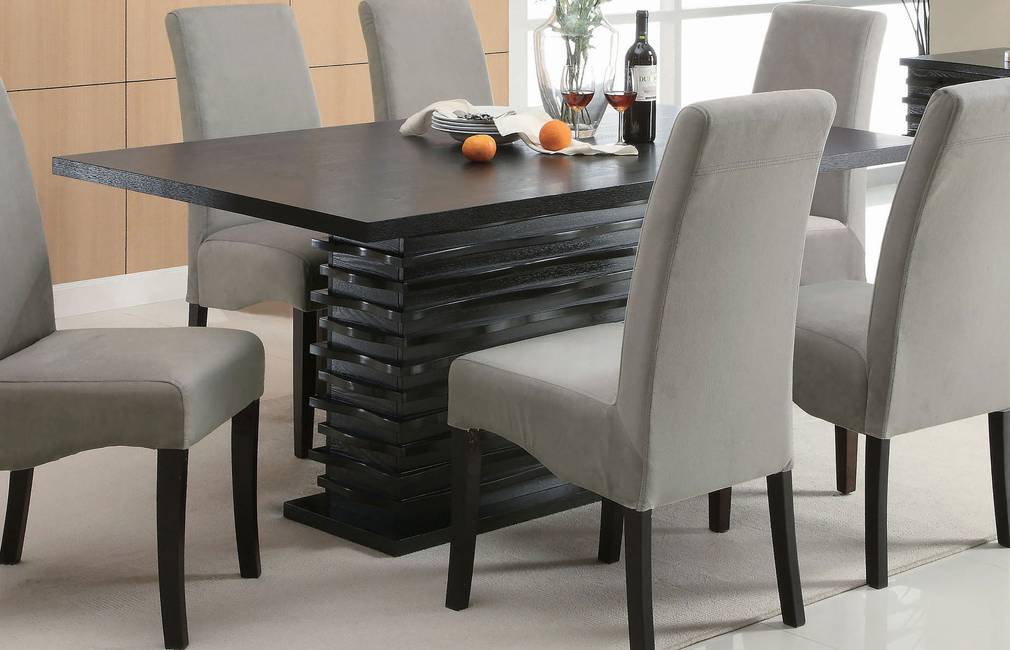 Stanton Rectangle Pedestal Dining Table Black