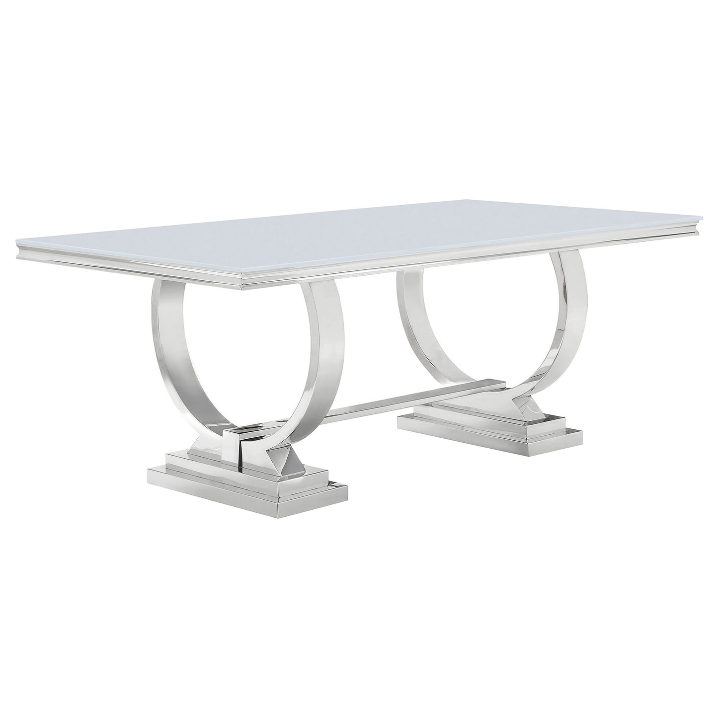 Antoine Rectangle Dining Table White and Chrome