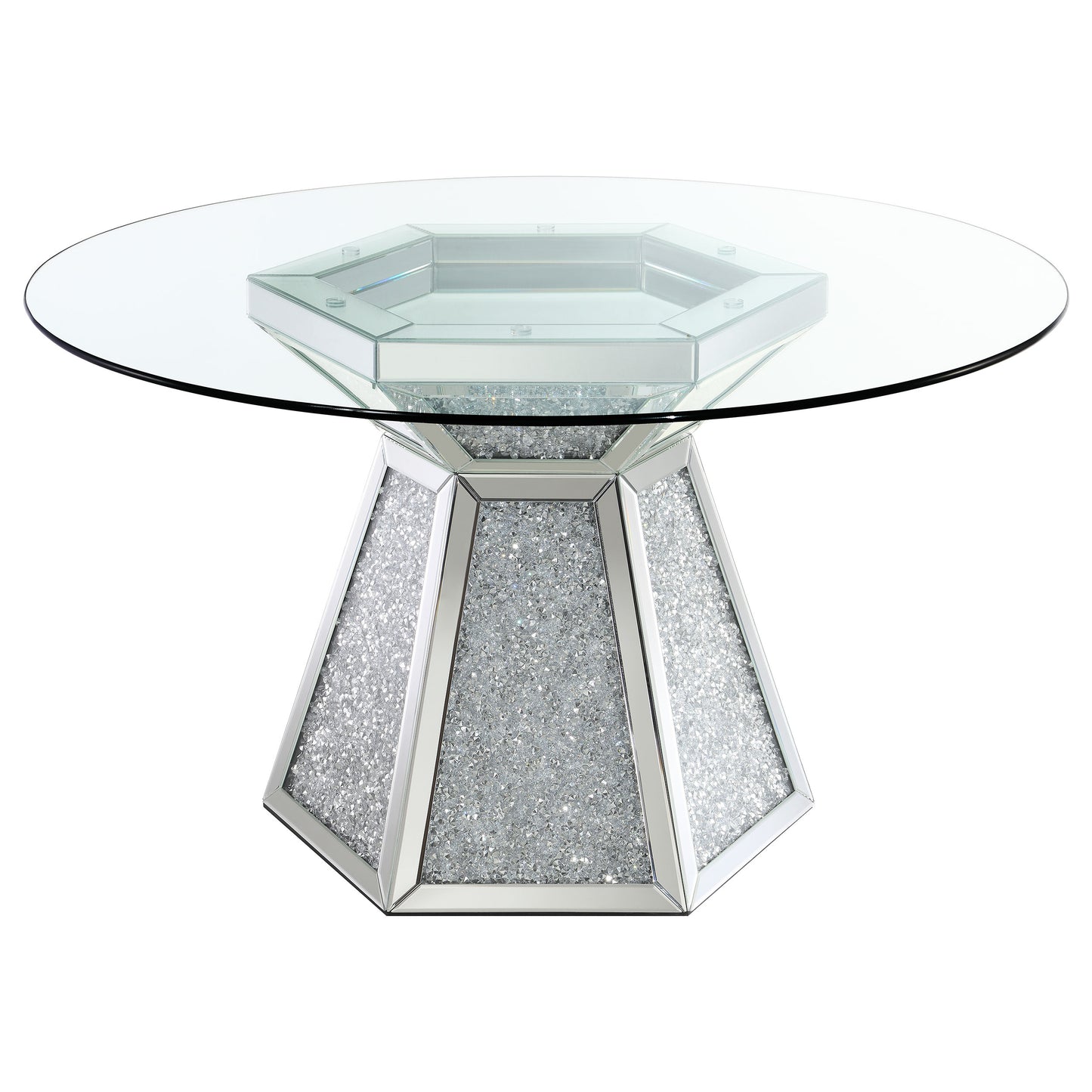 Quinn 5-piece Hexagon Pedestal Dining Room Set Mirror and Black