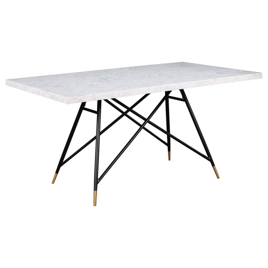 Gabrielle Rectangular Marble Top Dining Table White and Black