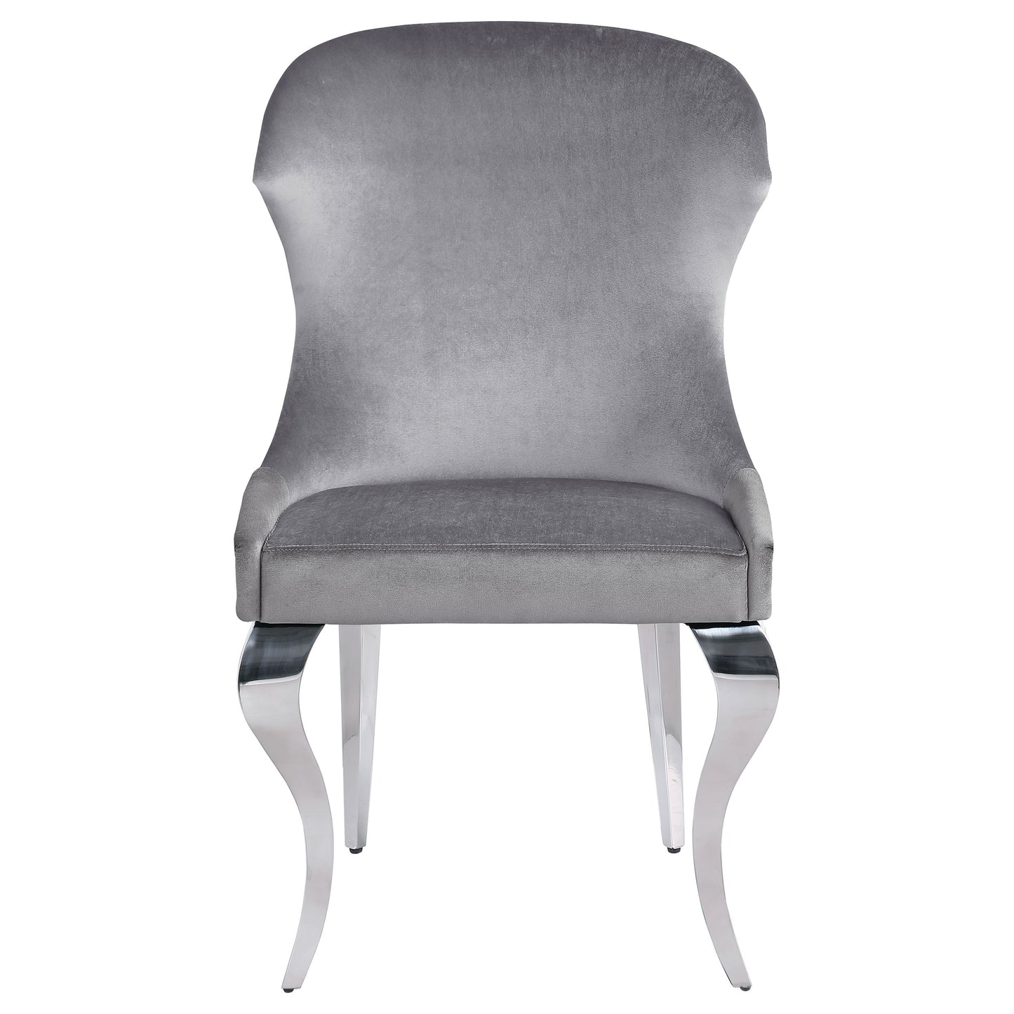 Cheyanne Upholstered Wingback Side Chair with Nailhead Trim Chrome and Grey (Set of 2)