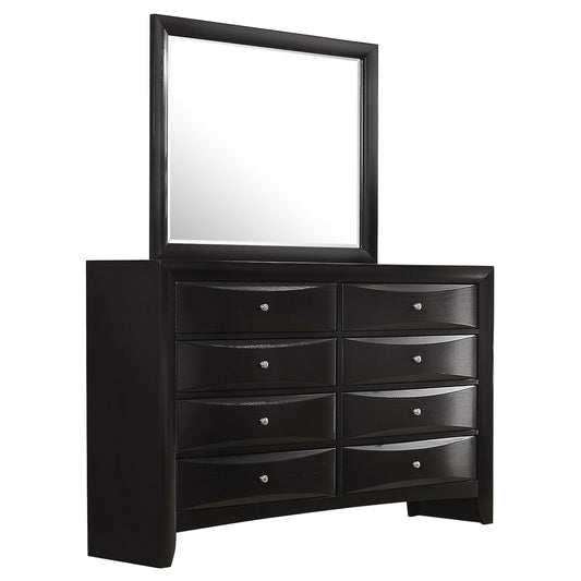 Briana Rectangular 8-drawer Dresser with Mirror Black