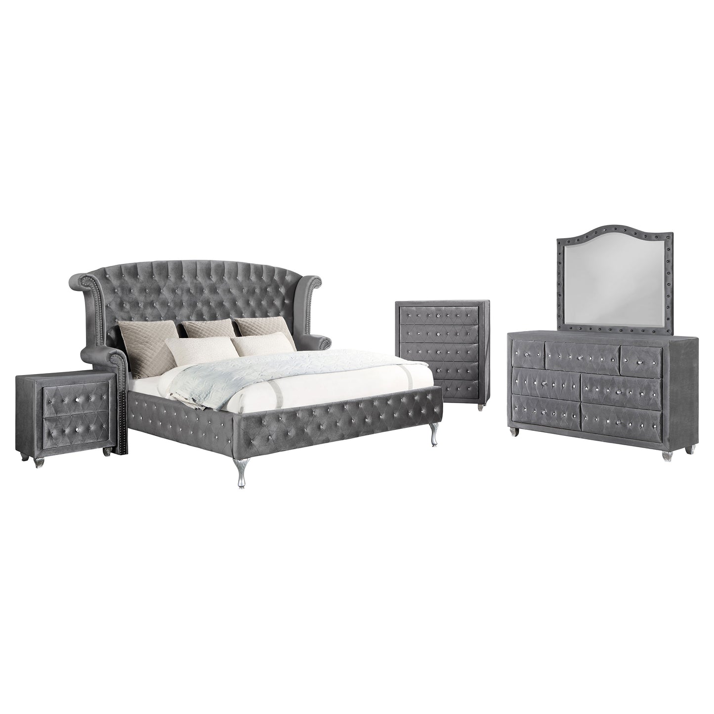 Deanna 5-piece California King Bedroom Set Grey