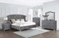 Deanna Upholstered Queen Wingback Bed Grey