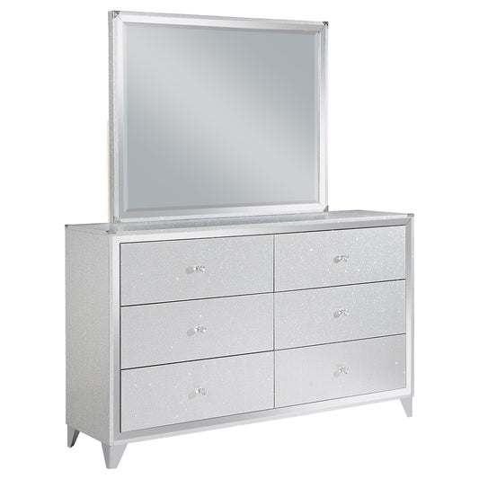 Larue 6-drawer Dresser with Mirror Silver