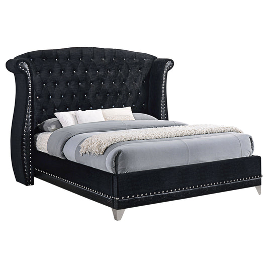 Barzini Upholstered California King Wingback Bed Black