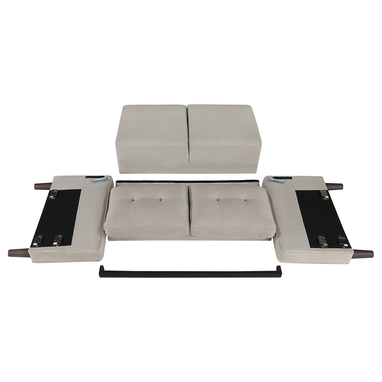 Bowen 2-piece Upholstered Track Arms Tufted Sofa Set Beige