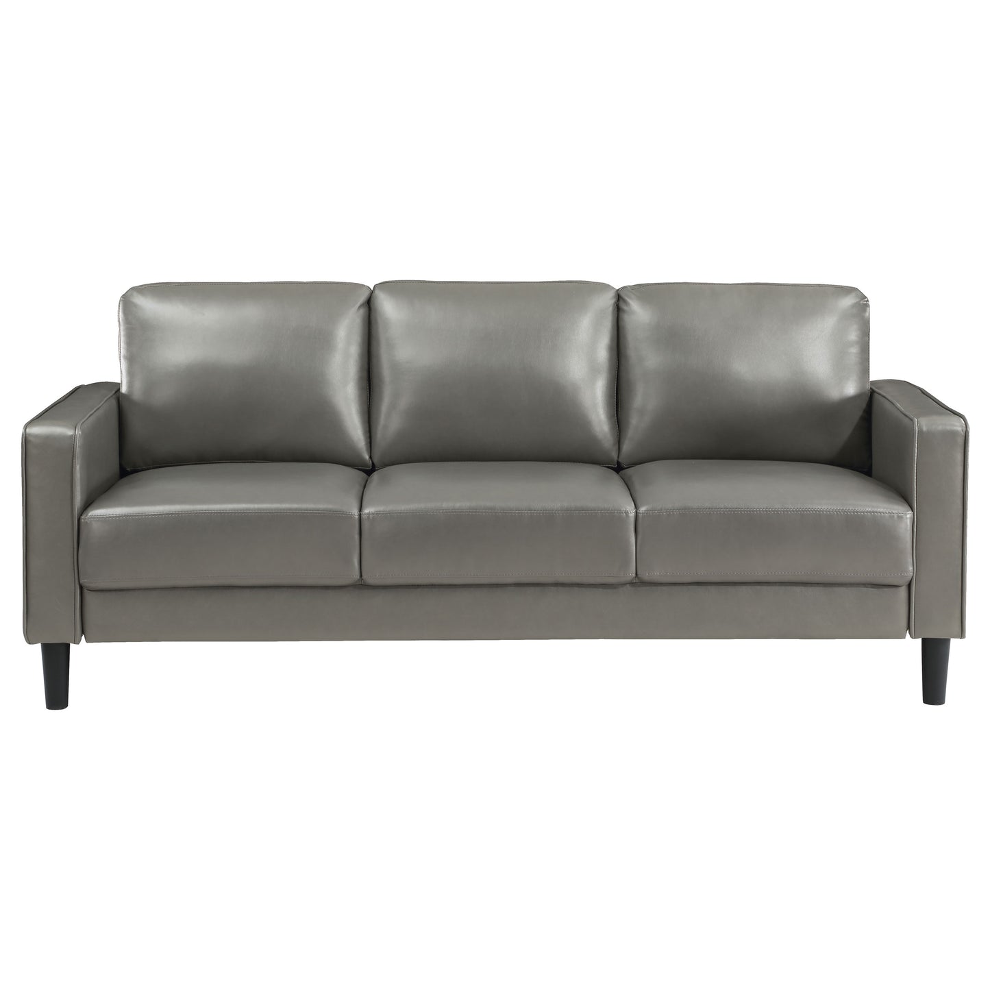 Ruth 3-piece Upholstered Track Arm Faux Leather Sofa Set Grey