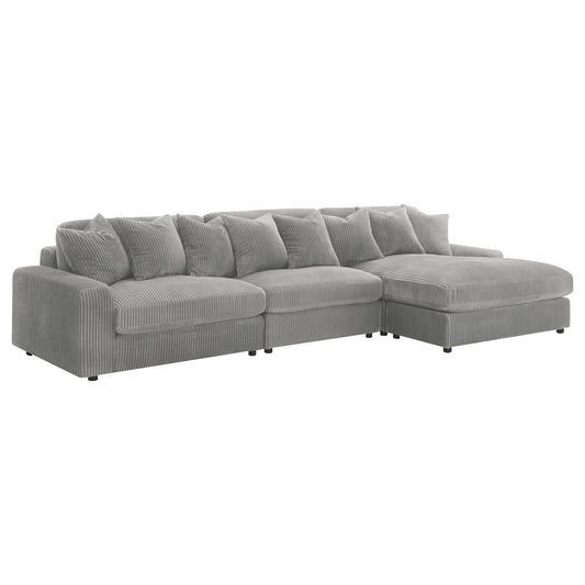 Blaine Upholstered Reversible Sectional Sofa Set with Amrless Chair Fog
