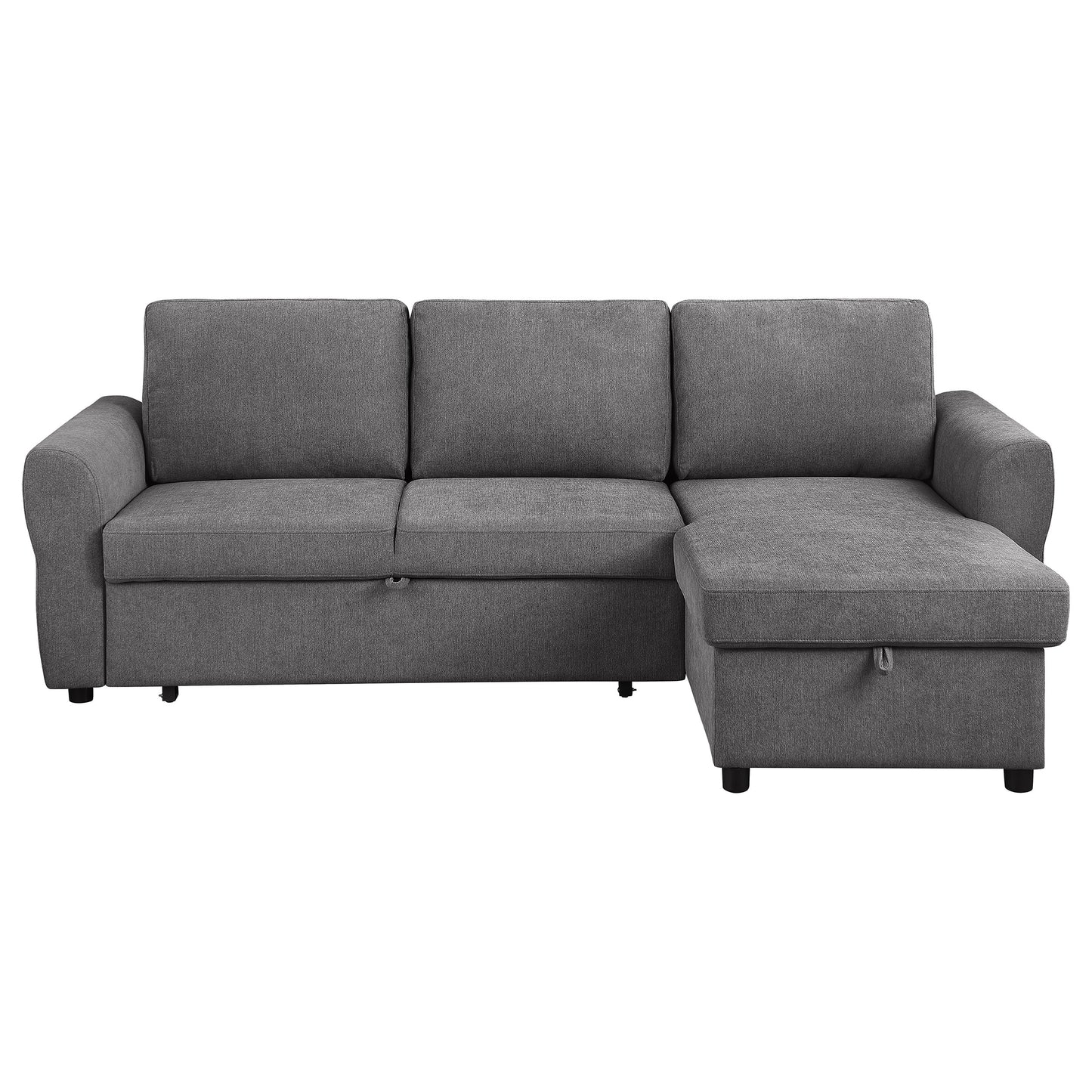 Samantha Upholstered Sleeper Sofa Sectional with Storage Chaise Grey