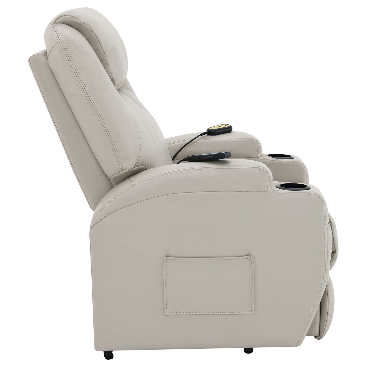 Sanger Upholstered Power Lift Recliner Chair with Massage Champagne