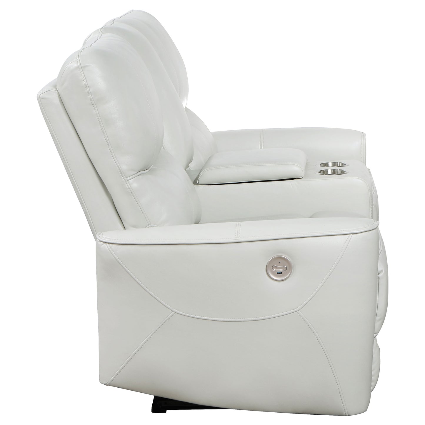 Greenfield Upholstered Power Reclining Loveseat with Console Ivory