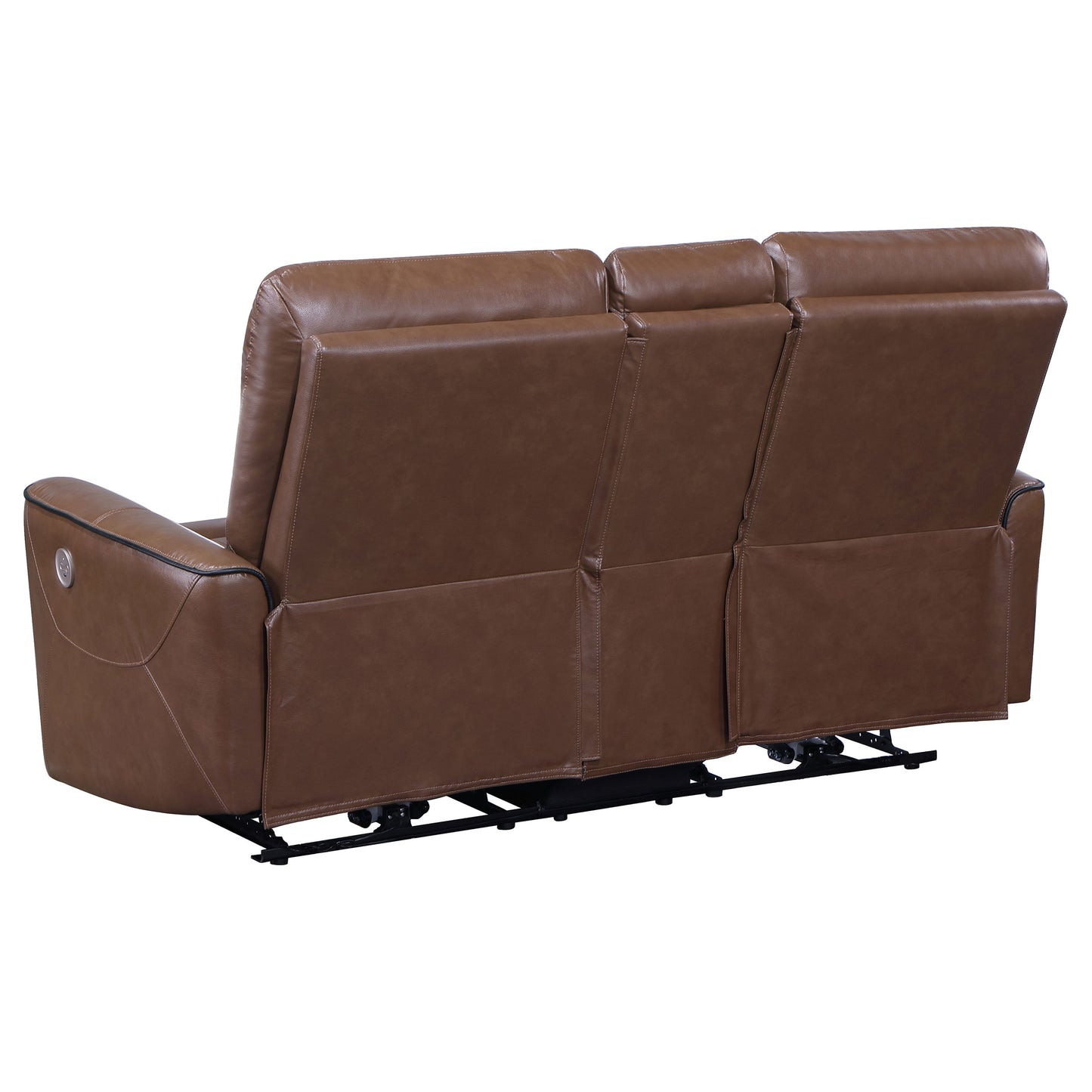 Greenfield Upholstered Power Reclining Loveseat with Console Saddle Brown