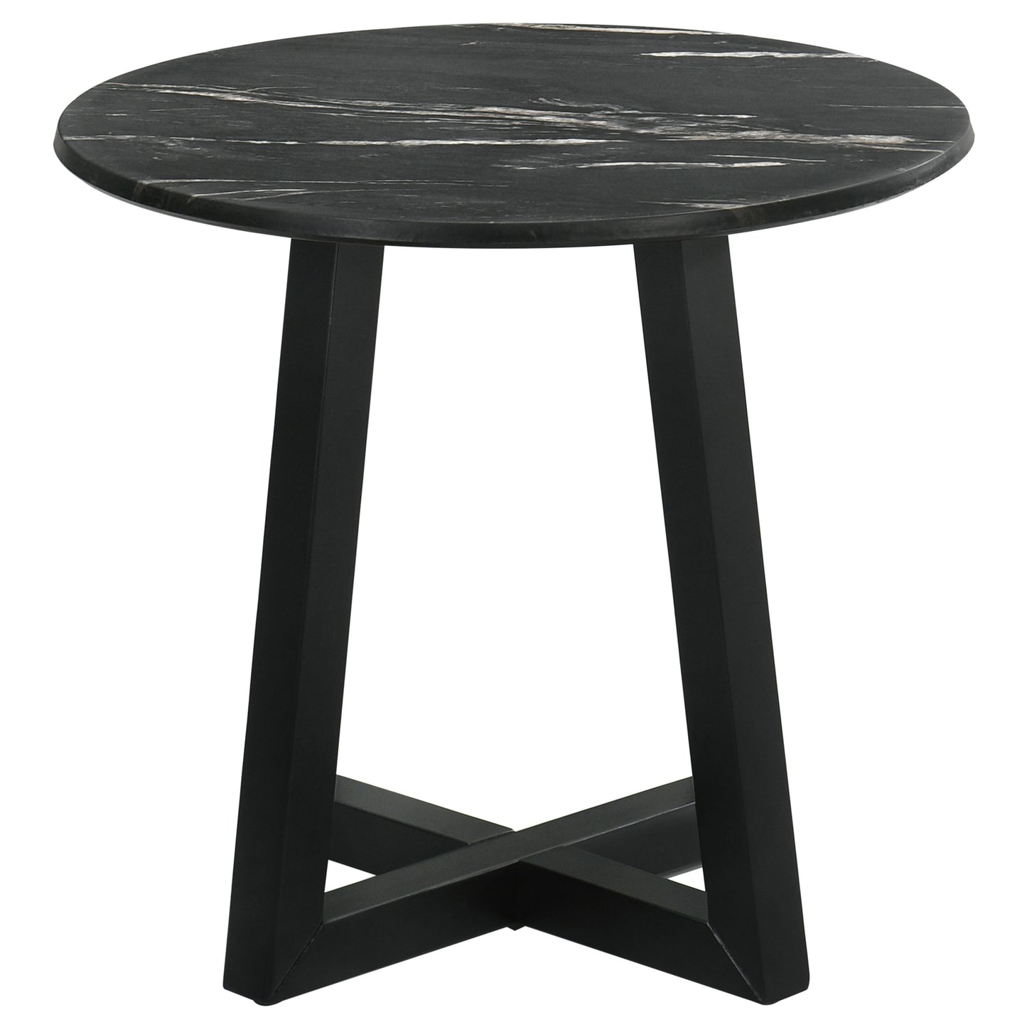 Skylark Round End Table with Marble-like Top Letizia and Light Oak