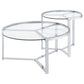 Delia 2-Piece Round Glass Top Nesting Coffee Table Clear and Chrome