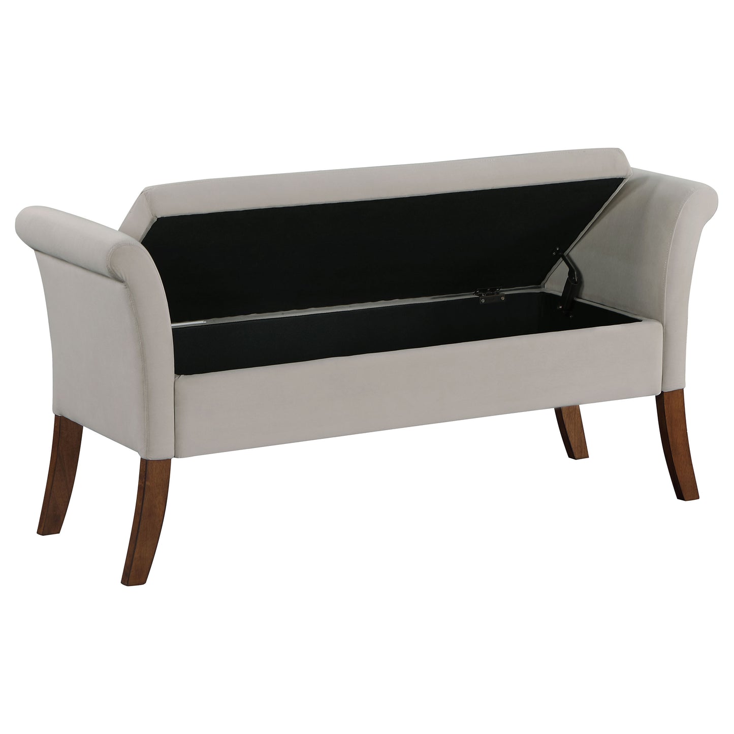 Farrah Upholstered Rolled Arms Storage Bench Beige and Brown