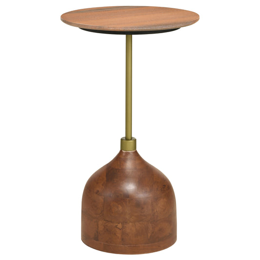 Colima Round Wood Top Side Table Peach