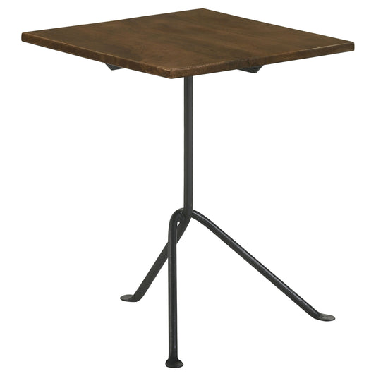 Heitor Square Wood Top Accent Side Table Dark Brown
