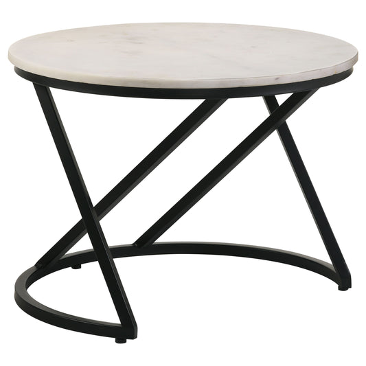 Miguel Round Marble Top Coffee Table White and Black