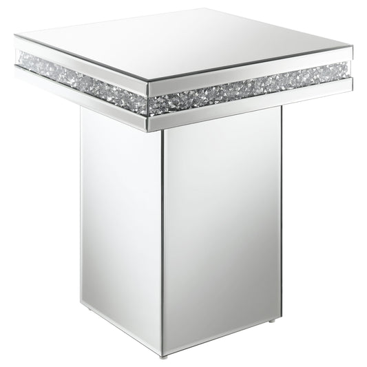 Elora Square Mirrored Accent Side Table Silver