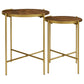 Malka 2-piece Round Nesting Table Dark Brown and Gold
