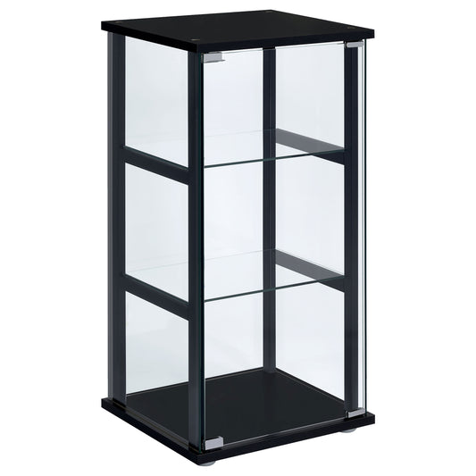 Cyclamen 3-shelf Glass Curio Cabinet Black and Clear