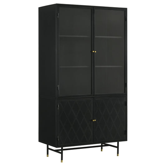 Santiago 4-door Metal Tall Storage Cabinet Matte Black