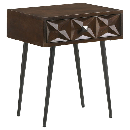 Ezra 1-drawer Rectangular Accent Side Table Coffee Brown