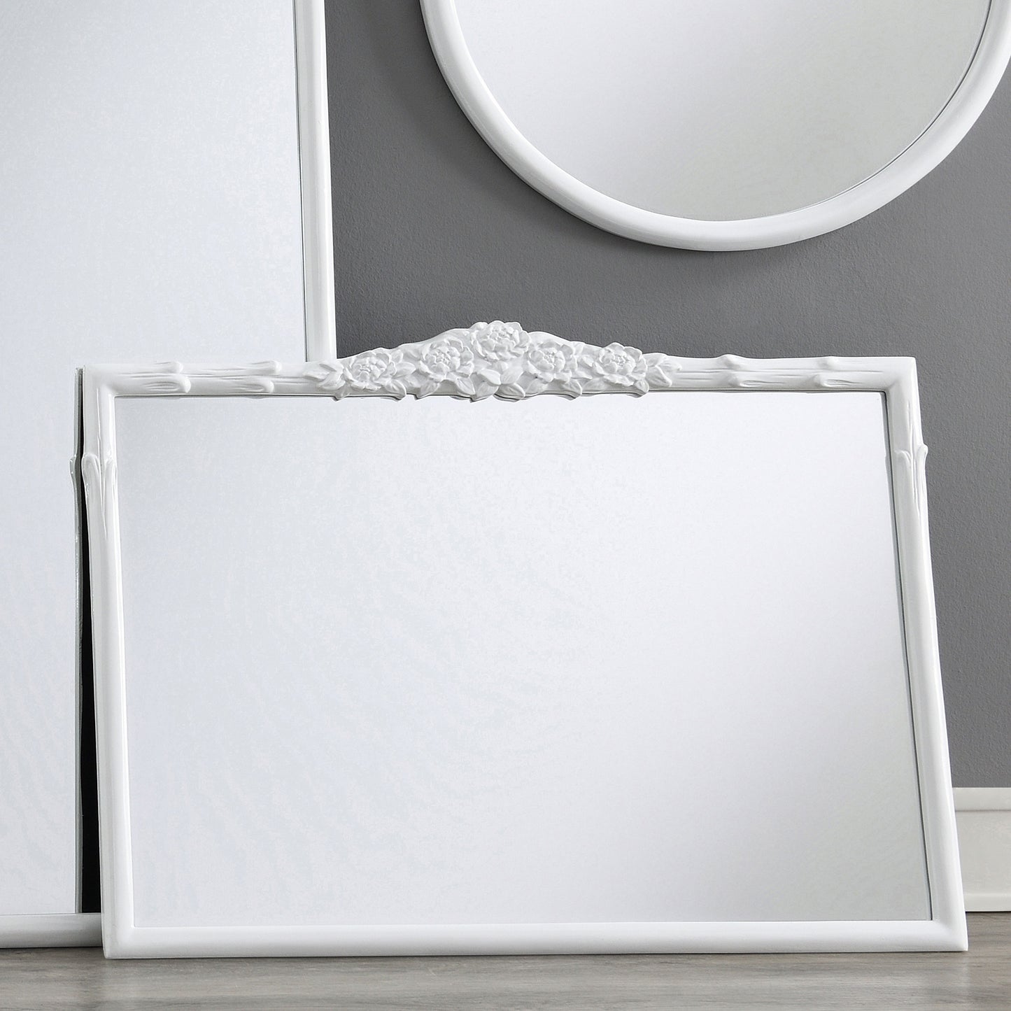 Sylvie French Provincial Rectangular Mantle Mirror White