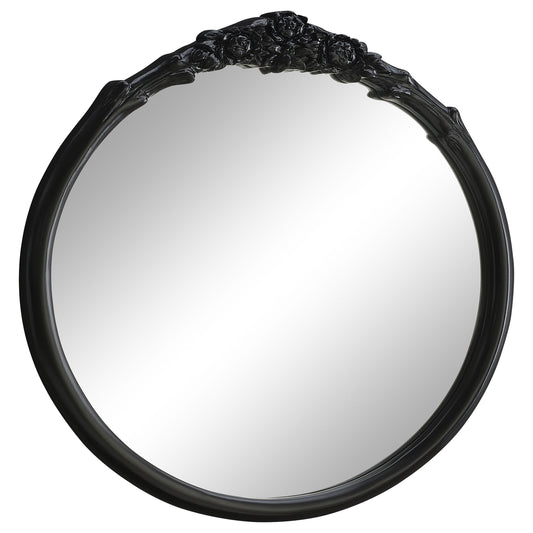 Sylvie French Provincial Round Wall Mirror Black