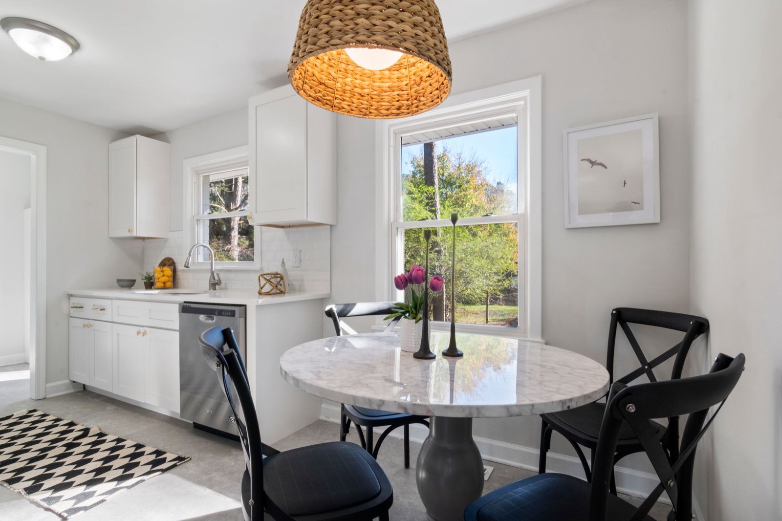 Compact dining table in an apartment kitchen, a sensible save-rather-than-spend purchase