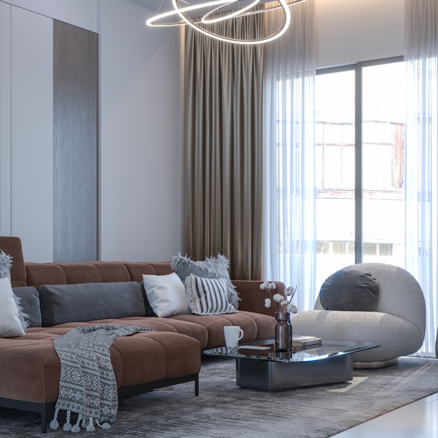 Sectional sofa with accent chair and coffee table